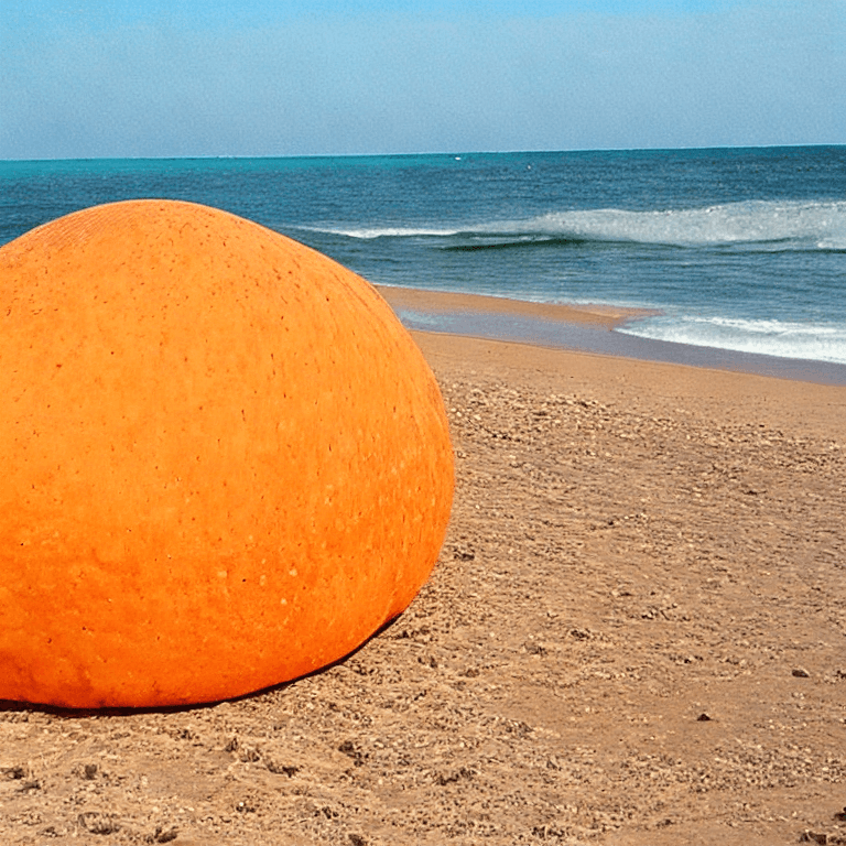 Giant cantaloupe at the beach